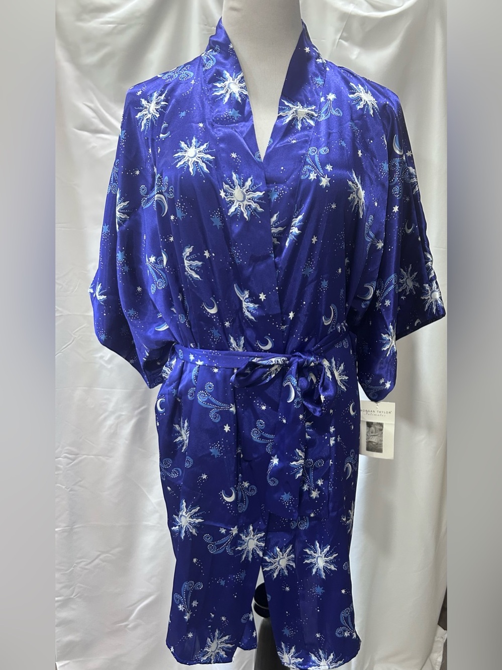 NWT Morgan Taylor Celestial Sun Moon Robe Cobalt Blue M/L